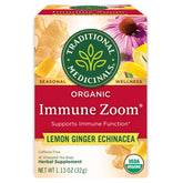 Traditional Medicinals Immune Zoom tea cup with lemon-ginger aroma for daily comfort.