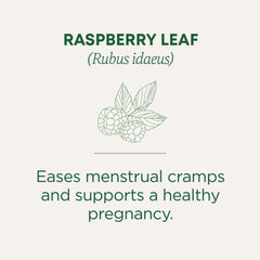 Organic labels and certifications on Traditional Medicinals raspberry leaf tea box.