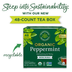 Traditional Medicinals organic peppermint leaves close-up with essential oils