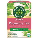 Traditional Medicinals raspberry leaf pregnancy tea bags ready for use, gentle daily support.
