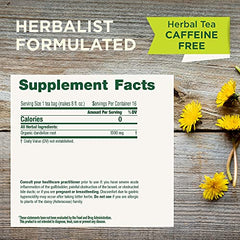 Traditional Medicinals tea cup showcasing roasted dandelion root aroma.