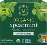 Traditional Medicinals spearmint tea box with refreshing aroma for daily use.