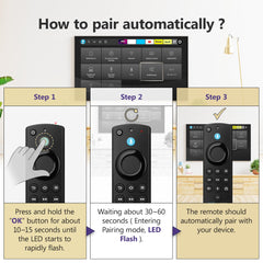 Trado Voice Remote with voice search button for hands-free content discovery.