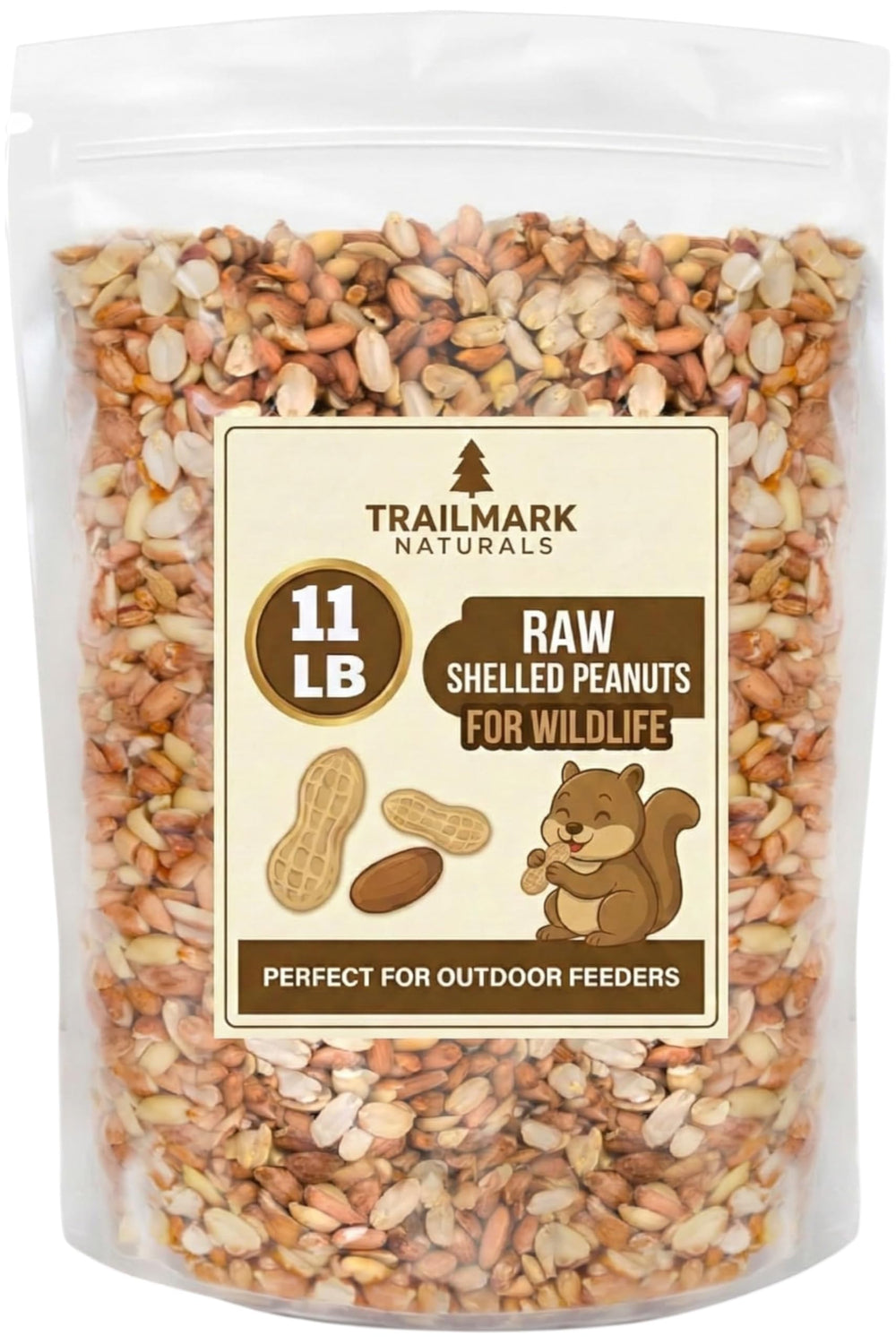 Trailmark Naturals raw shelled peanuts for squirrels offer a protein-rich outdoor snack.