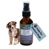 Tranquil Tails Pet Zen spray bottle promotes calm for dogs during travel