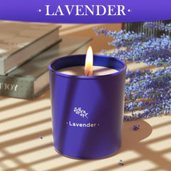 TranquilBliss 8 oz soy wax candle with cotton wick for even burn