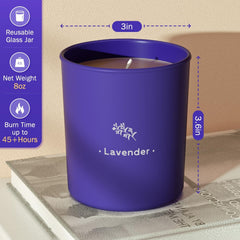 TranquilBliss purple glass jar candle doubles as decor and keepsake
