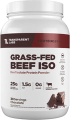 Transparent Labs grass-fed beef isolate powder chocolate 30 servings supports post-workout recovery with 25 g protein.