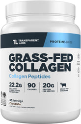 Transparent Labs grass-fed collagen powder chocolate tub ready for daily smoothies