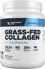 Transparent Labs grass-fed collagen powder chocolate tub ready for daily smoothies