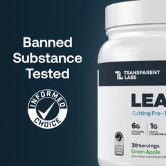 Transparent Labs Lean Pre-Workout label close-up showing a clean formula.