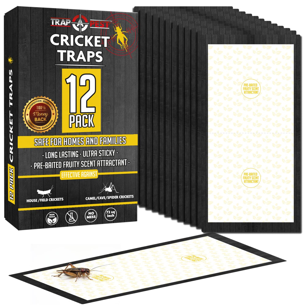 TRAP A PEST cricket traps indoor 12-trap pack displayed for home use.