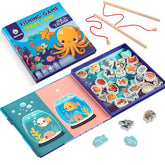 Travofun magnetic fishing game book cover, compact travel toy for quiet car trips.