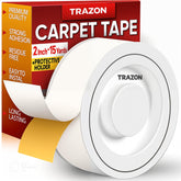Trazon carpet tape dispenser demonstrates quick, precise rug placement for secure adhesion.