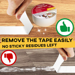 Trazon tape applied on hardwood floor for stable, safe placement.