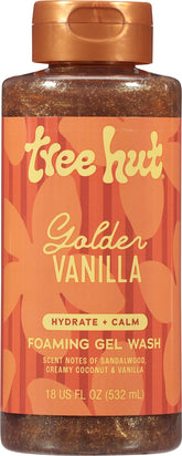 Tree Hut Golden Vanilla Foaming Gel Wash bottle pour for gentle cleanse