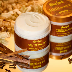 Tree Hut Santal Haze whipped butter tub shown, ideal for daily moisture routines