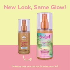 Tree Hut Tropic Glow Mist label emphasizes tropical branding and vibe