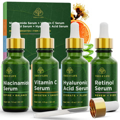 Tree of Life Beauty Serum Set front view with four bottles for complete routine.