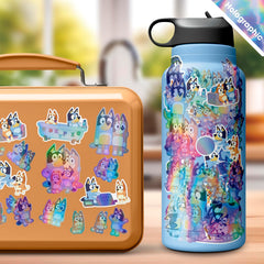 Trends International Bluey holographic stickers on laptop showcase eye-catching shine