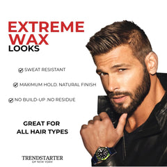 TrendStarter Extreme Wax matte finish displayed on styled hair.