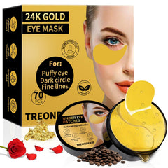 Treondexir 24K Gold Eye Masks provide cooling under-eye care for a refreshed look.