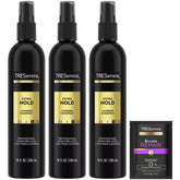 TRESemmé Extra Hold Hairspray bottle close-up for durable styling and shine