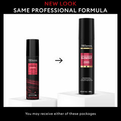 Tresemme Keratin Smooth Blowout Finishing Spray applied to damp hair for humidity defense.