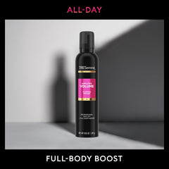 Packaging highlight showing the 24H lift claim on TRESemmé mousse