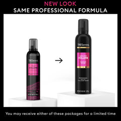 Styled hair with visible volume after using TRESemmé Plumping Mousse