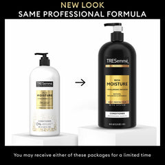 Creamy Tresemme Rich Moisture Conditioner texture on hair for hydration.