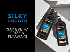 TRESemmé Smooth and Silky conditioner argan oil closeup highlights nourishing moisture for soft hair