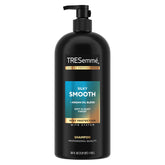 TRESemmé Smooth and Silky shampoo bottle with pump for easy daily hydration.