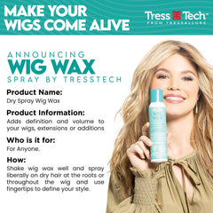 Spray action on wig ends with Tressallure TressTech Dry Spray Wig Wax adds volume.