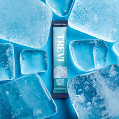Closeup of TREVI Arctic Frost packet highlighting zero sugar