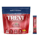 TREVI Sugar Free Electrolytes packaging shows Cranberry Lychee flavor for daily hydration.