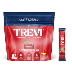 TREVI Sugar Free Electrolytes packet dissolving in water for refreshing hydration.