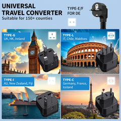 Trevolty travel converter side view showing dual voltage sockets