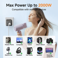 TREVOLTY 7-in-1 travel adapter with multiple ports for devices