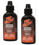 Tri-Flow two-ounce bottles with squeeze cap for easy, controlled lubrication.