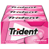 Trident Bubblegum Sugar Free Gum bulk pack on a desk for quick freshness.
