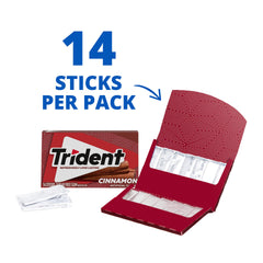 Trident Cinnamon Sugar Free Gum sticks being dispensed from a pack for quick freshening
