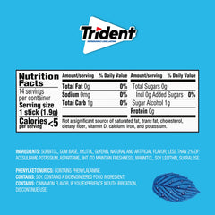 Trident Original Gum peppermint cinnamon blend for refreshing taste.