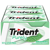 Trident Purely Spearmint gum 12-pack display emphasizes freshness on the go.