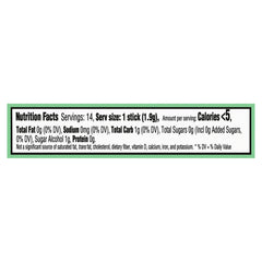 Trident Purely Spearmint gum 14-piece pack close-up shows minty flavor.