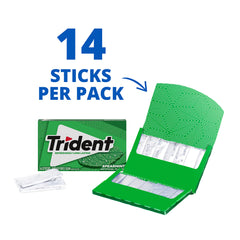 Trident Spearmint Sugar Free Gum individually wrapped sticks for on-the-go use.