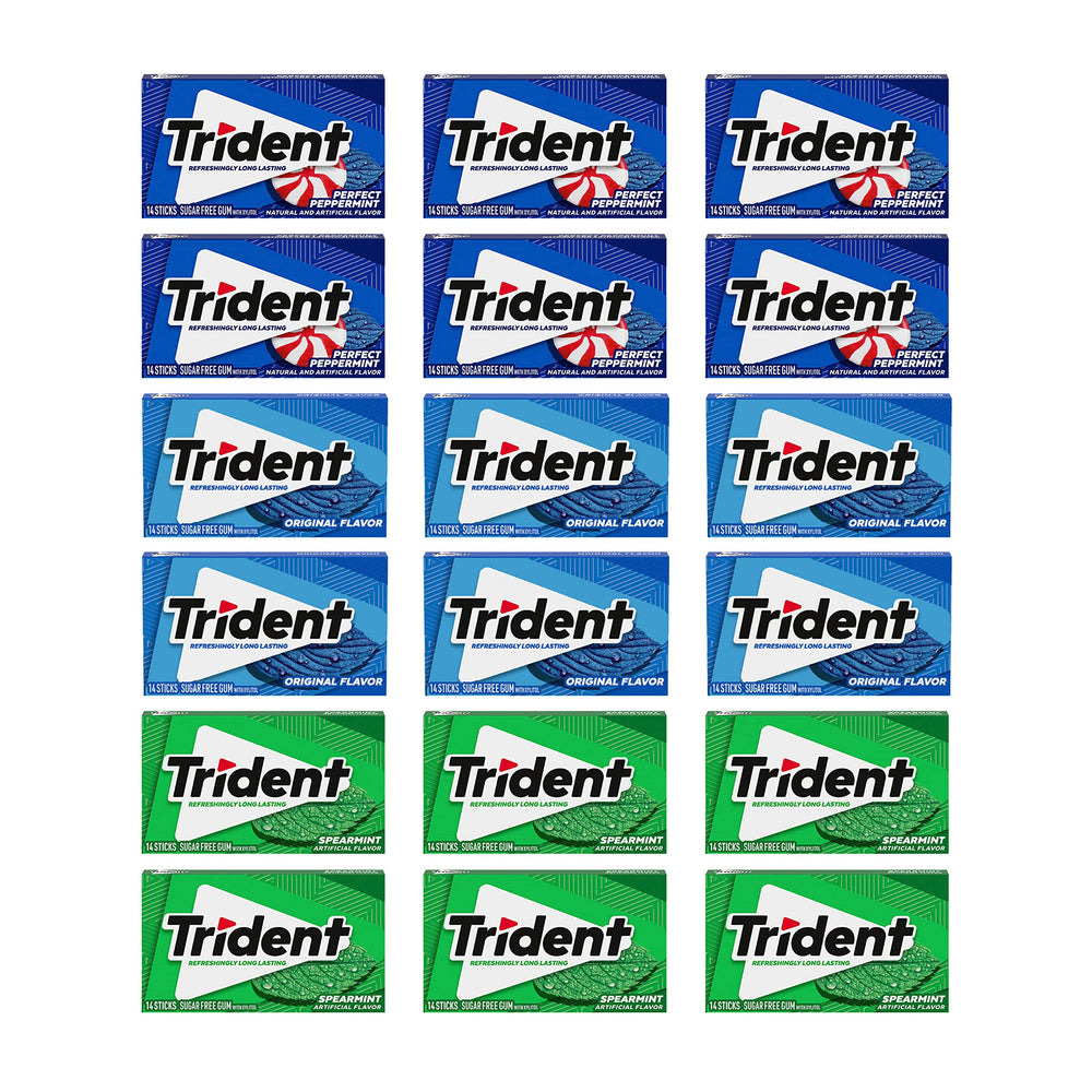 Trident sugar-free gum spearmint pack for long-lasting breath refresh