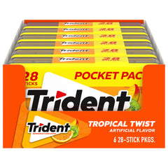Trident Tropical Twist six-pack collection for on-the-go freshness.