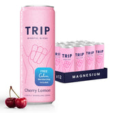 TRIP Lightly Sparkling Cherry Lemon can front view for a refreshing mindful sip