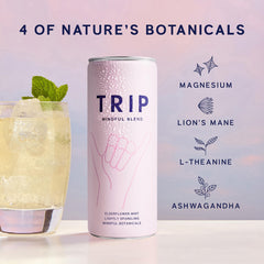 TRIP Lightly Sparkling pour into glass showcasing fine bubbles and refreshment.